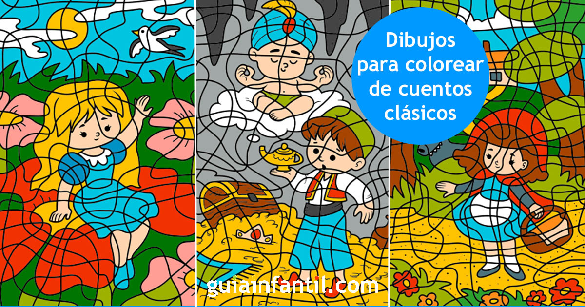 9 cuentos cortos con dibujos e ilustraciones para colorear con niños