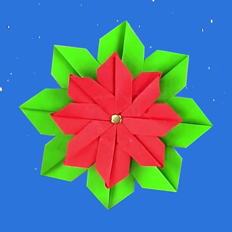 Cómo hacer una Flor de Pascua de origami para Navidad con vídeo