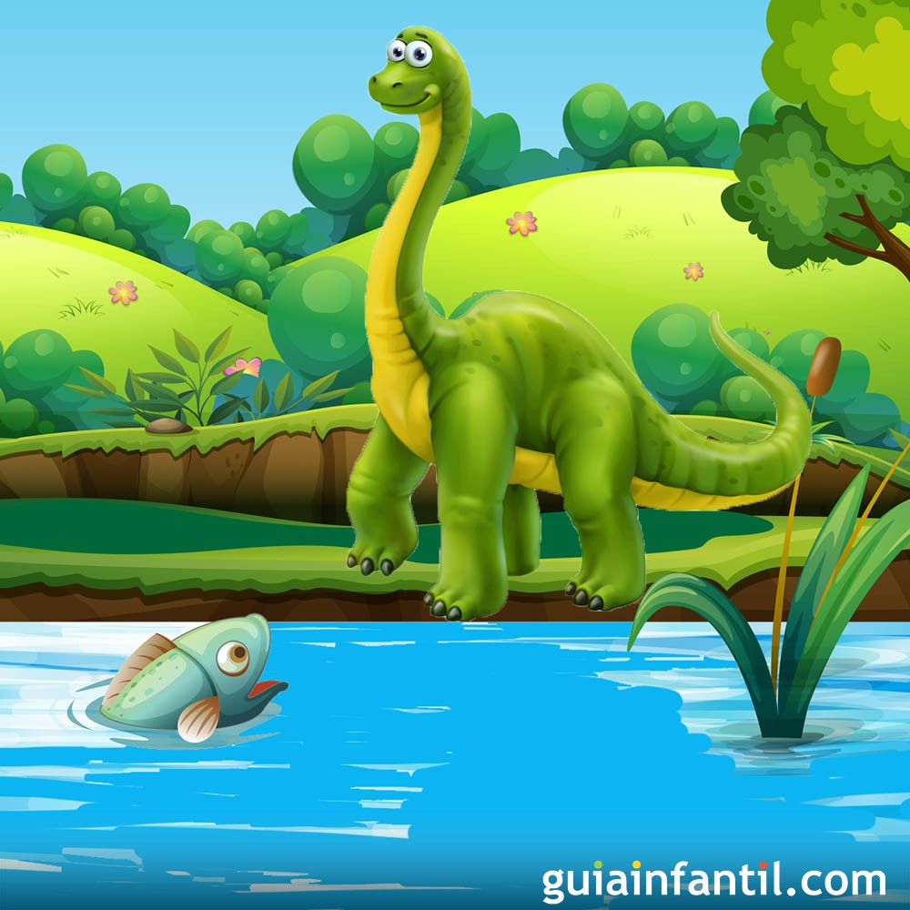 El dinosaurio y el pequeño pez. Cuentos cortos con moraleja para niños