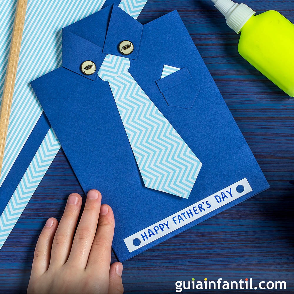 Tarjeta de camisa con corbata para el Día del Padre - Manualidades para  niños