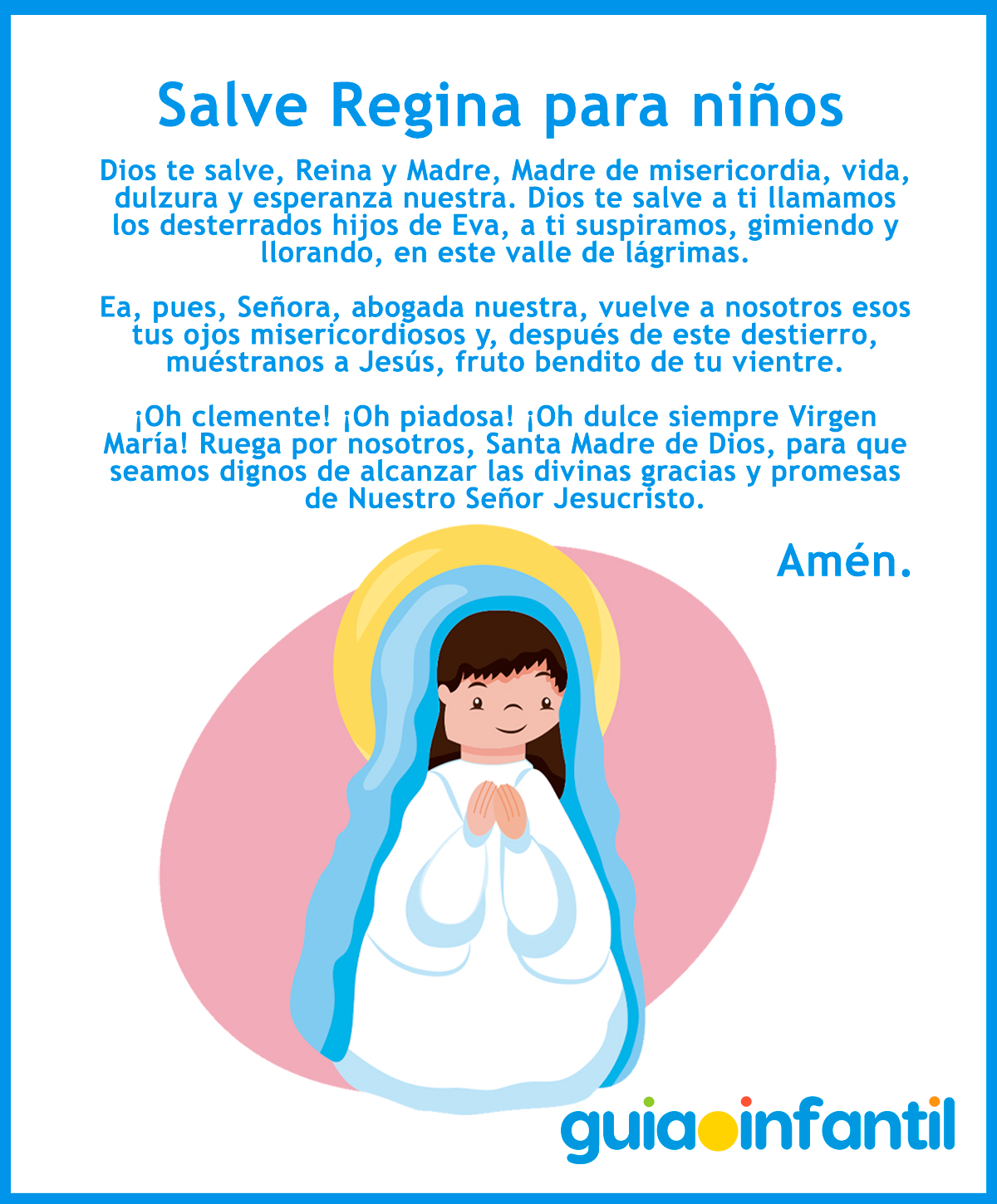 Recursos educativos para enseñar la oración del Salve Regina a los niños
