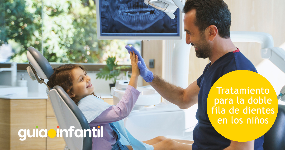 Tratamiento doble fila de dientes de los niños