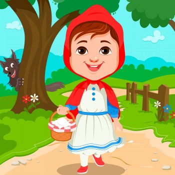 Cuento corto de Caperucita Roja con dibujos para colorear con los niños