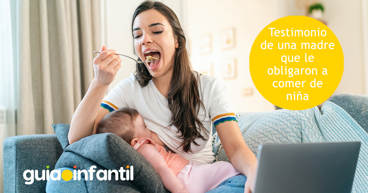 Madre obligada a comer de niña