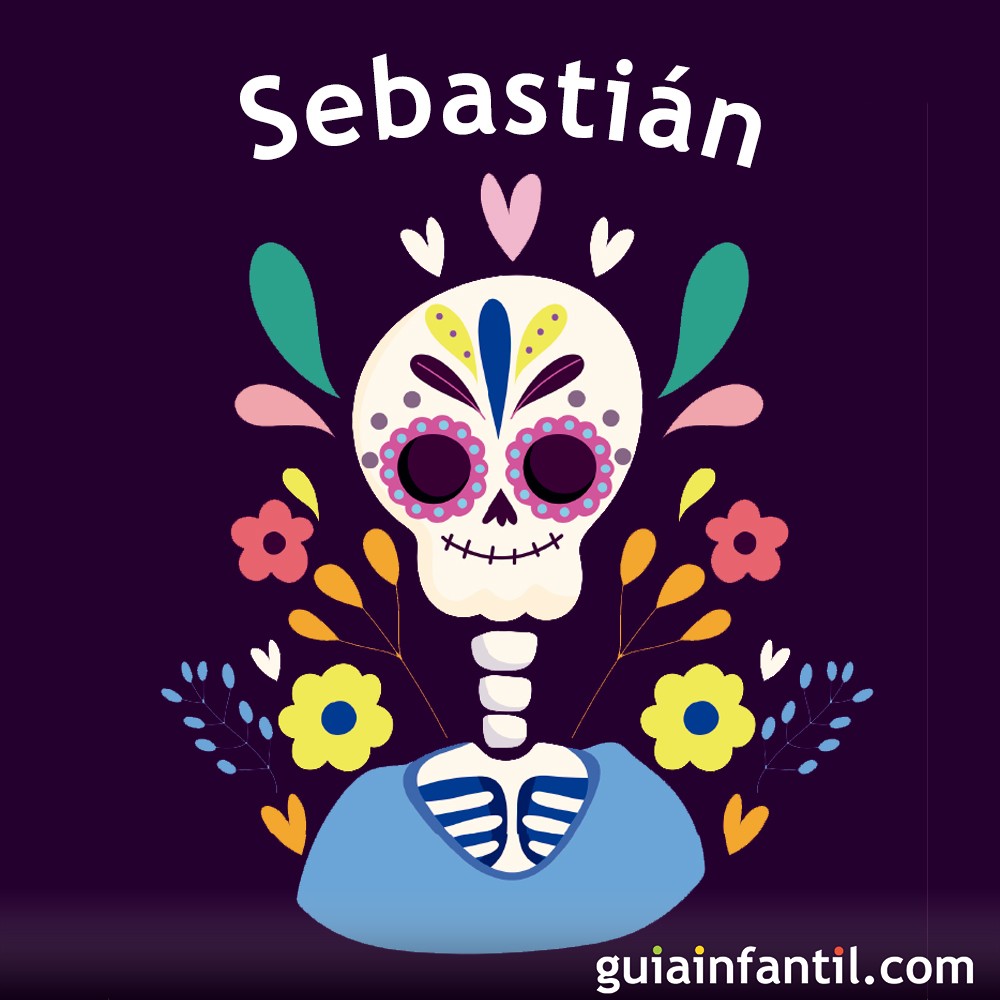 Calaveritas con el nombre Sebastián acerca del kínder por Día de Muertos