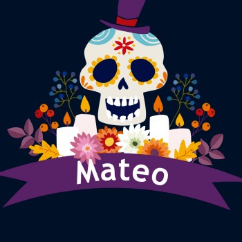 Calaveritas para niños de nombre Mateo para celebrar el Día de Muertos