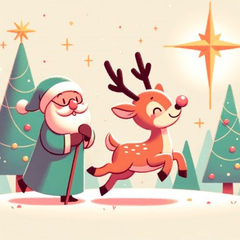 Obra de teatro para niños del reno Rudolph por Navidad en 4 actos breves