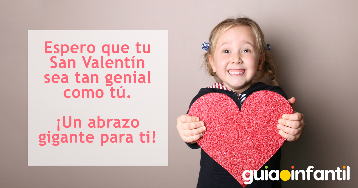 Linda postal del 14 de febrero para niños