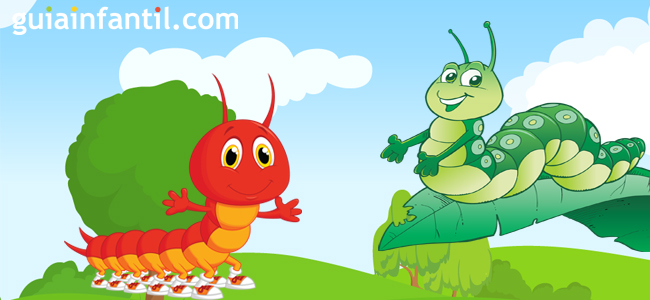 Poesía infantil protagonizado por un ciempiés y una oruga