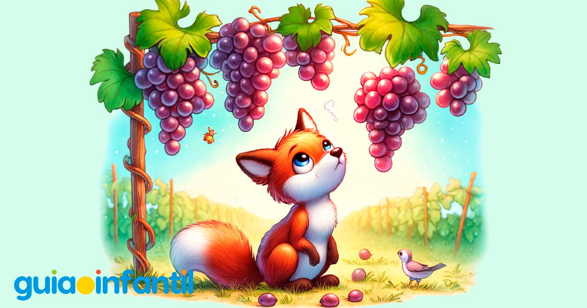 Fábula infantil, El zorro y las uvas