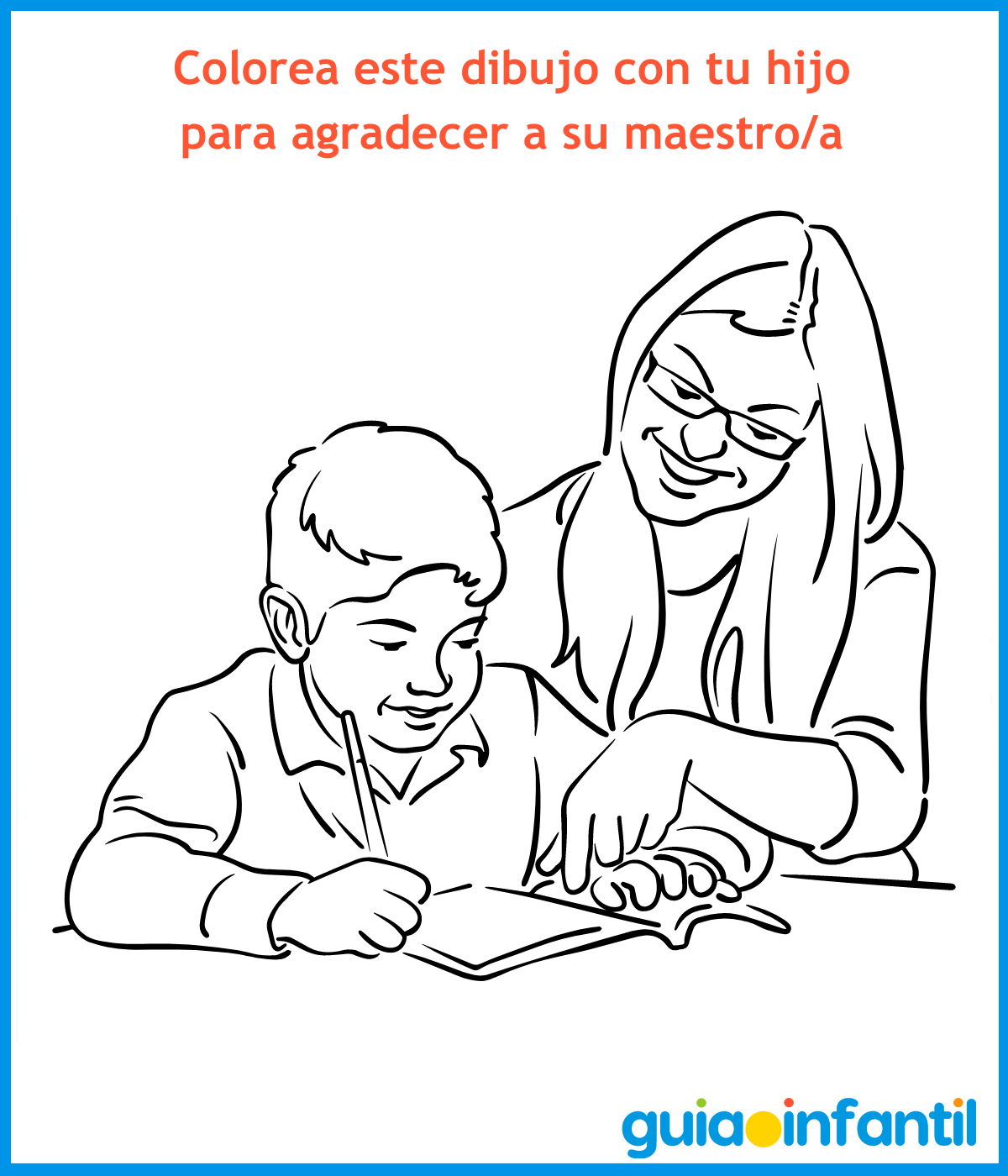Dibujo para que el niño coloree en agradecimiento a su profesor