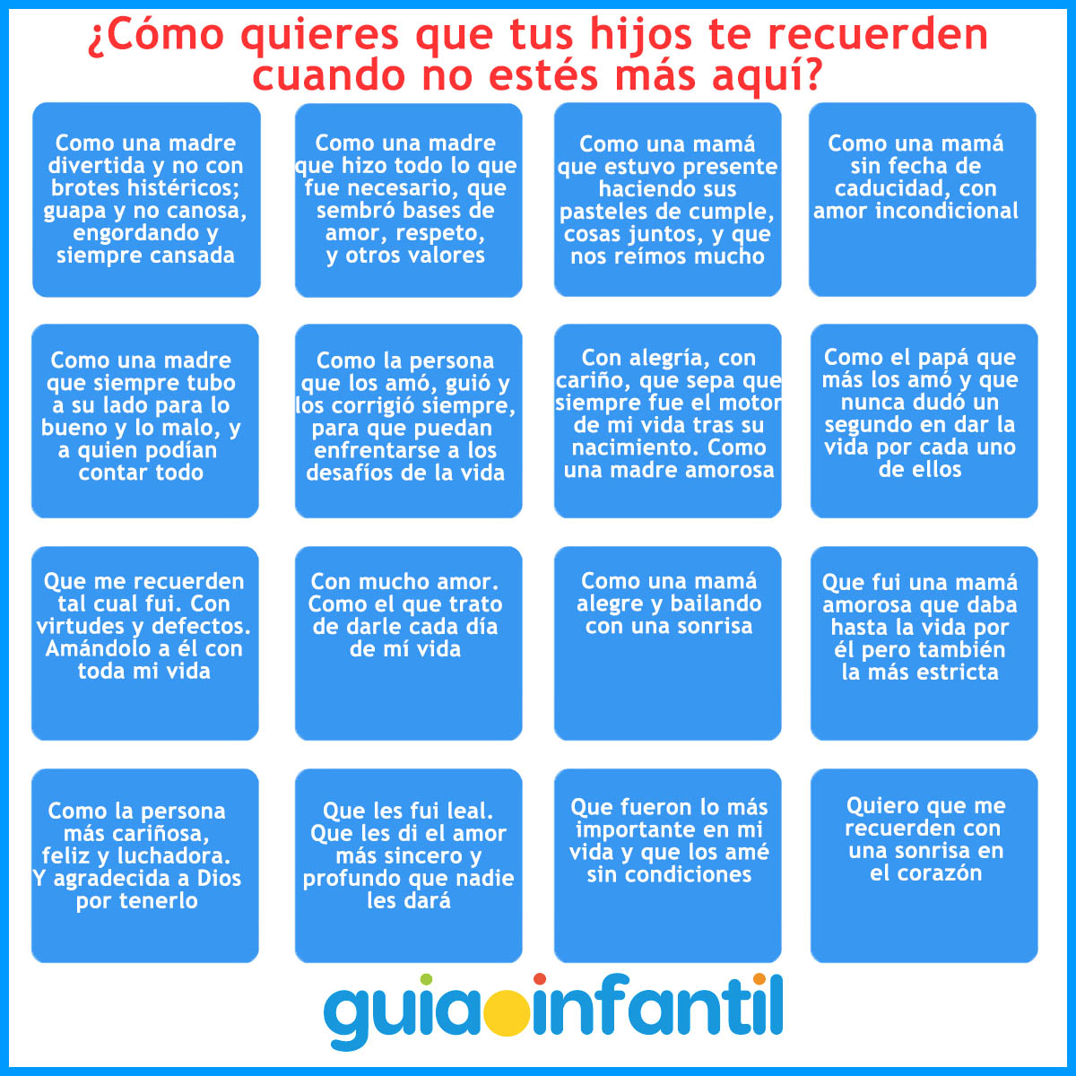 como quieres que tus hijos te recuerden cuando no estés más aquí