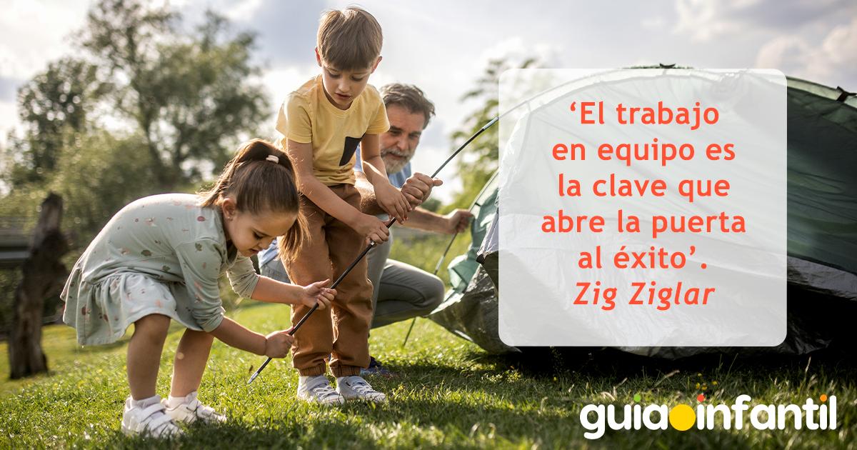 Tarjeta para niños sobre el trabajo en equipo