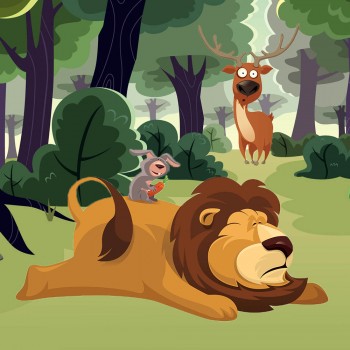 El león y la liebre. Fábula de Esopo para niños