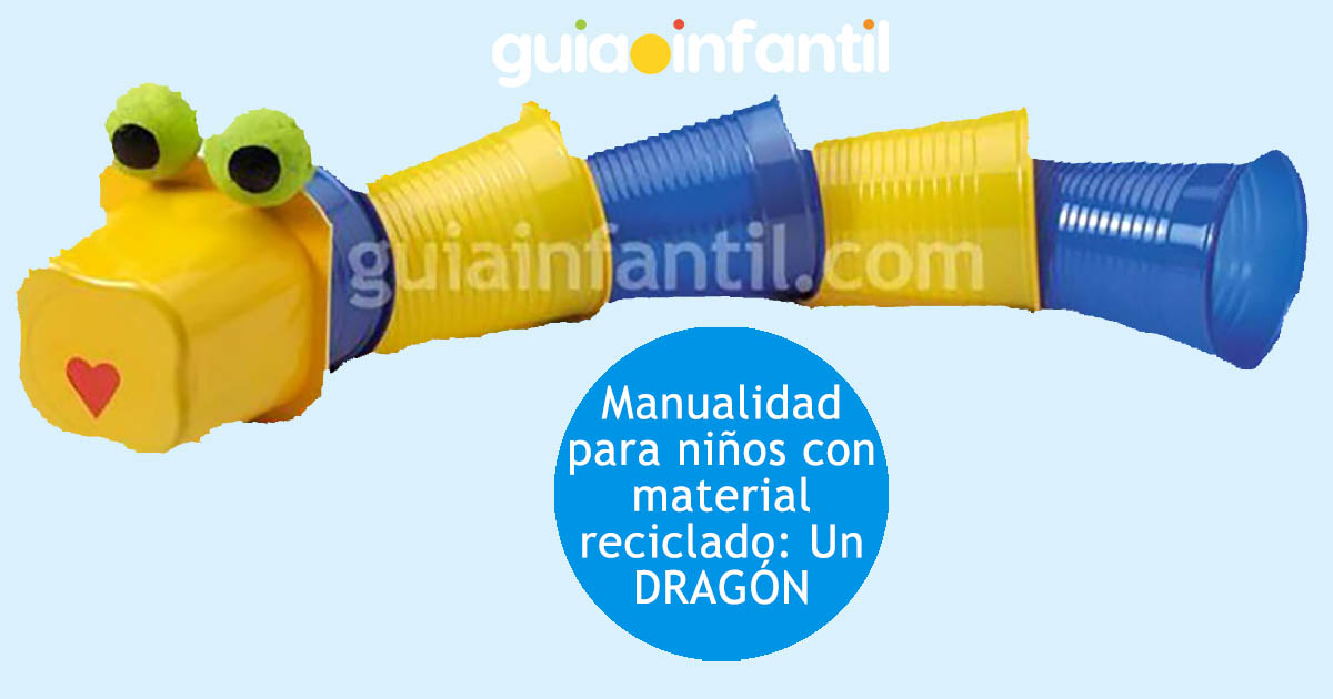 hacer un dragón con vasos reciclados