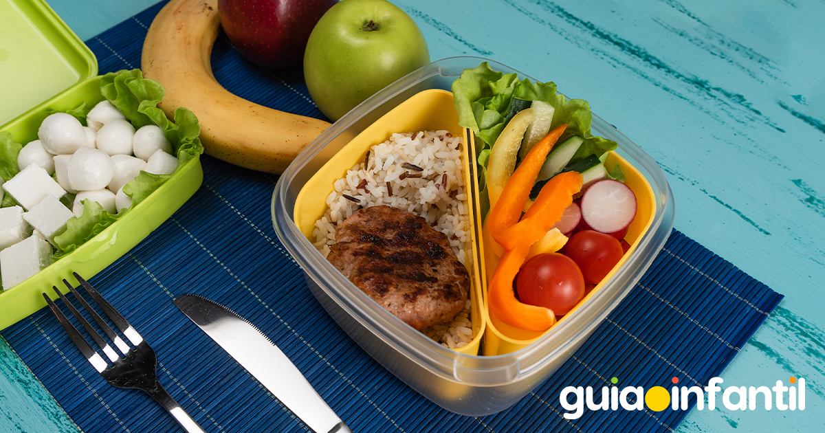 Lunch de carne y arroz para niños
