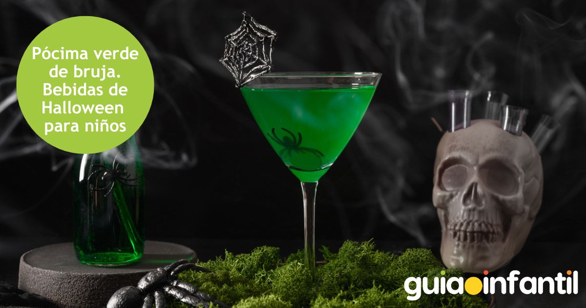 Pócima verde de bruja. Bebidas de Halloween para niños