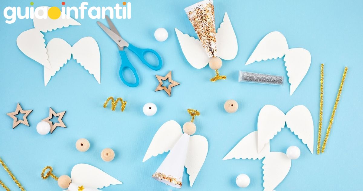 Angelitos de Navidad de cartulina