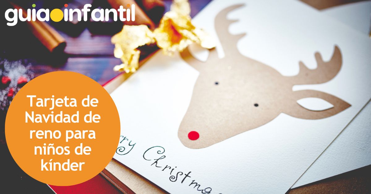 Tarjeta de Navidad de reno para niños de kínder