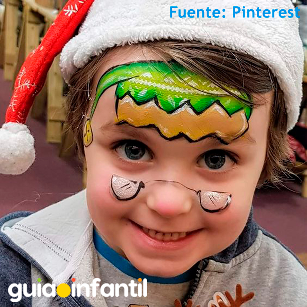 Maquillaje navideño de elfo para niños