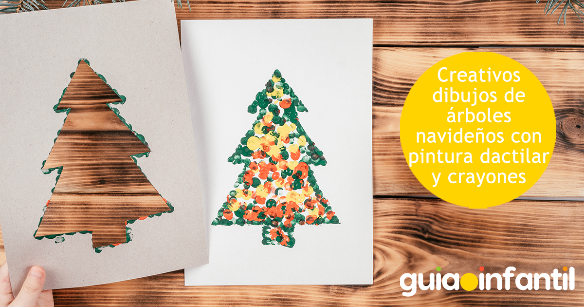 Árbol navideño con pintura dactilar