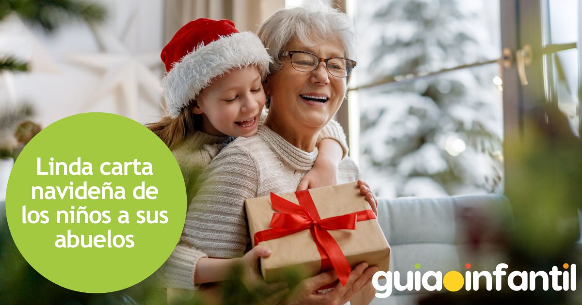 Linda carta navideña de los niños a sus abuelos