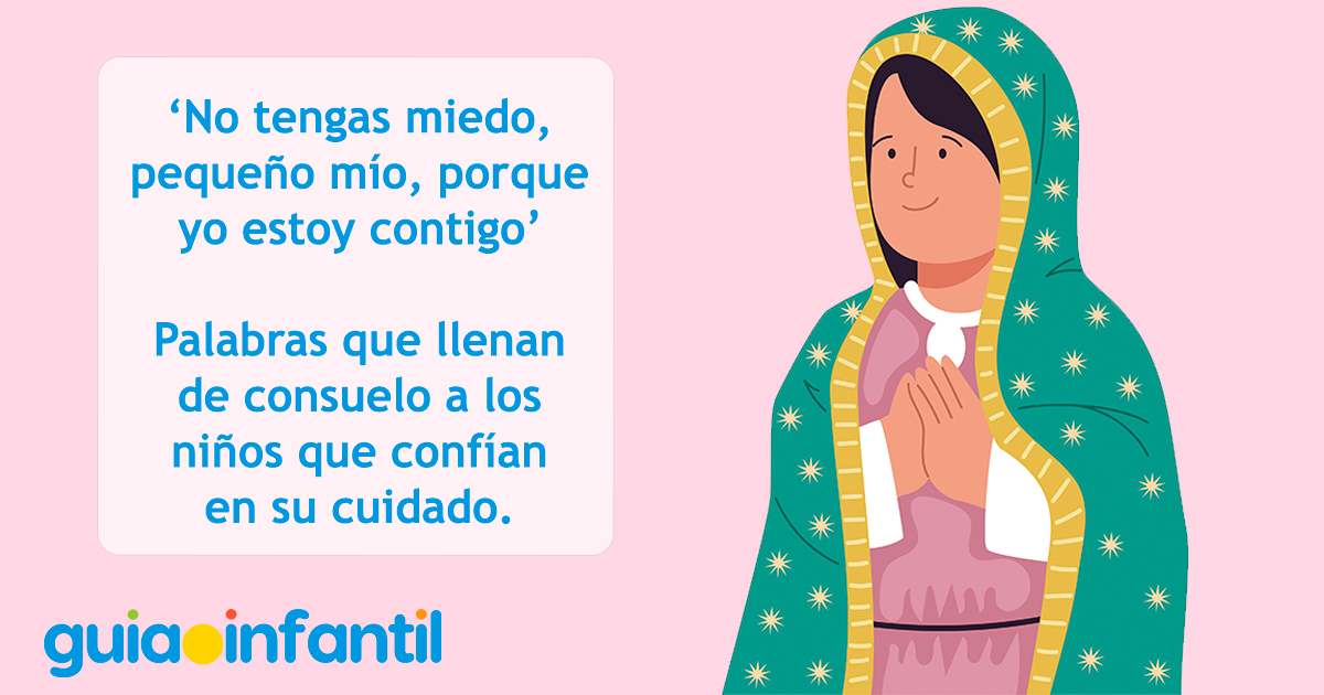 Tarjeta con frases de la Virgen de Guadalupe para niños