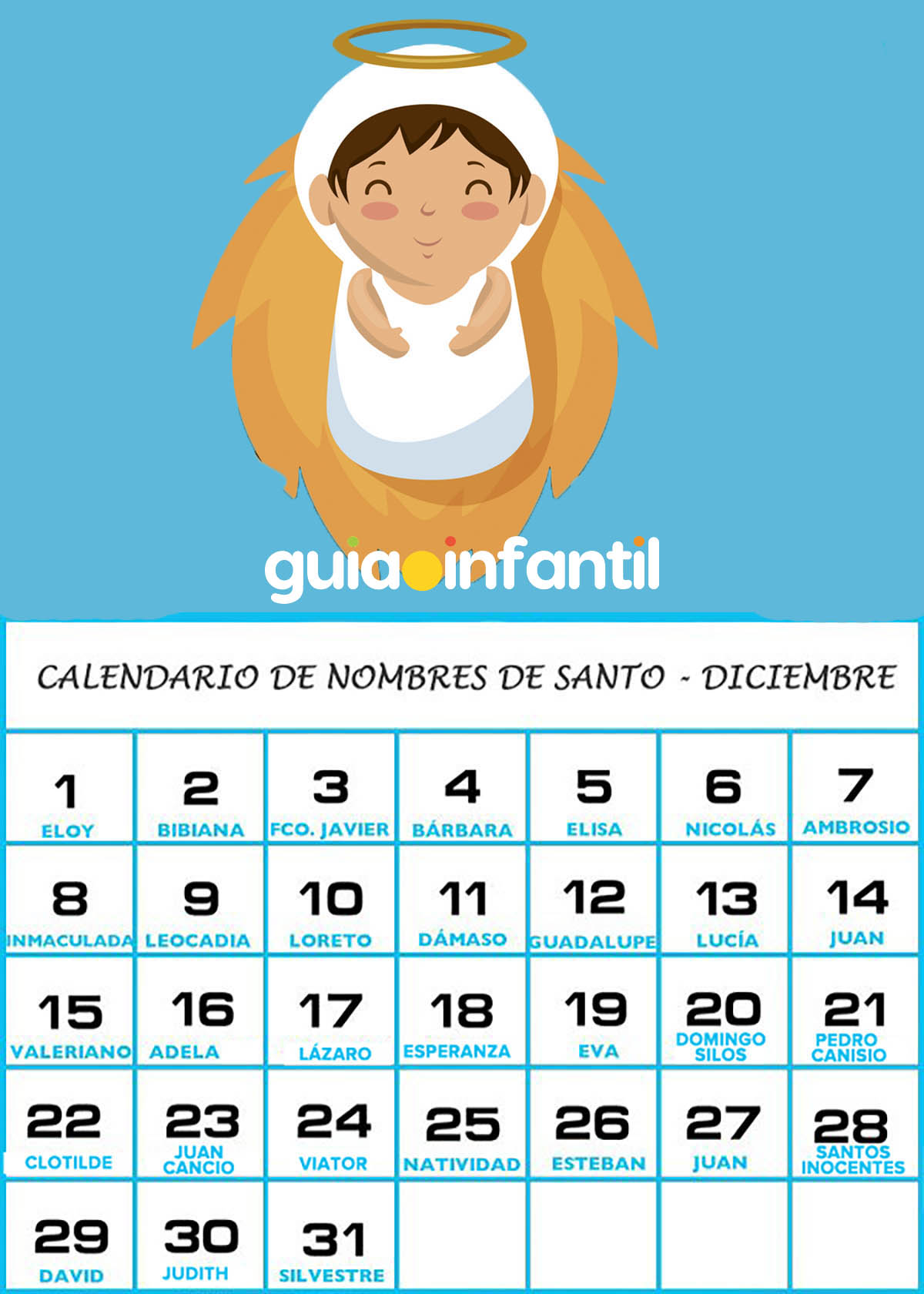 nombres de santos de diciembre para tu bebé
