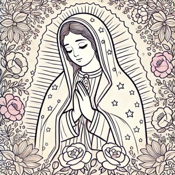 Dibujos de la Virgen de Guadalupe para niños (para imprimir y colorear)