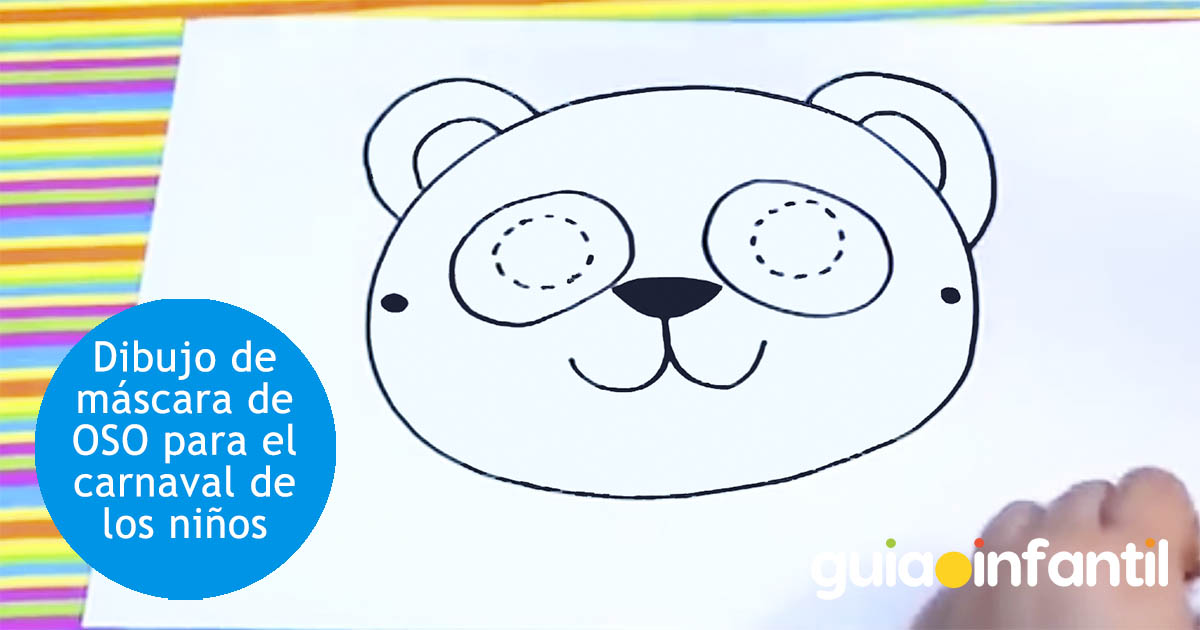dibujo de máscara de oso para niños