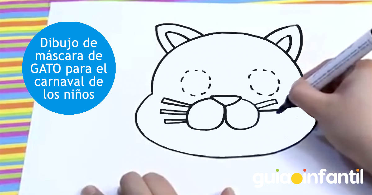 dibujo de mascara de gato para niños