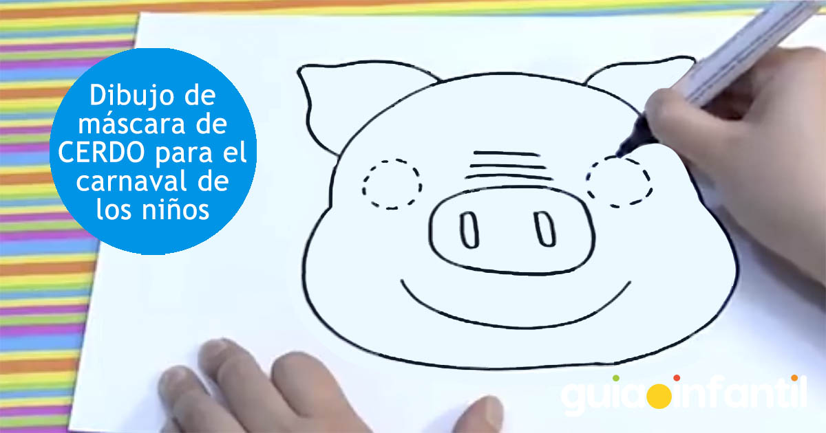 dibujo de mascara de cerdo para niños