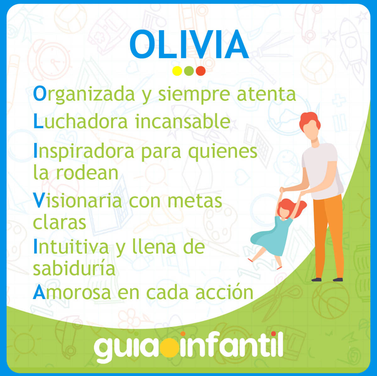 Acróstico con el nombre Olivia para niños
