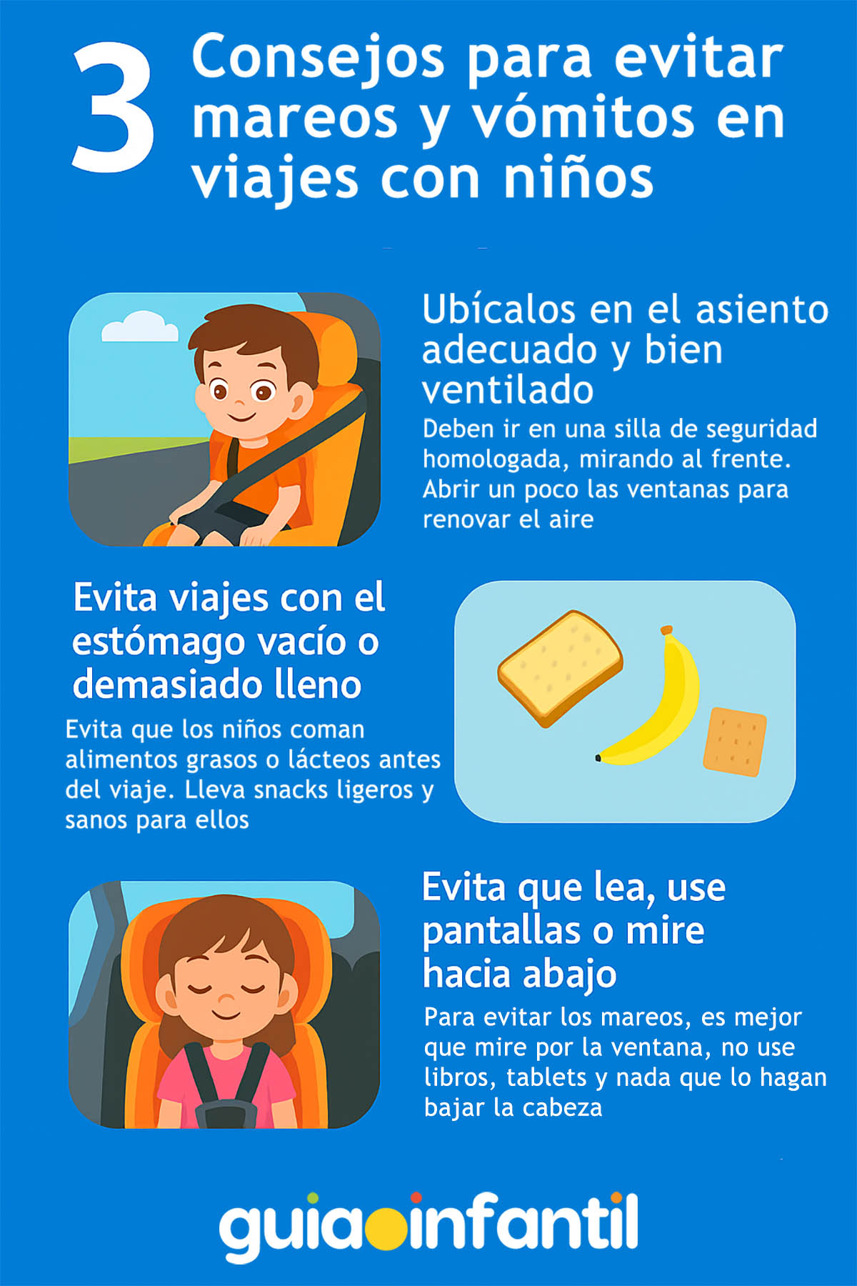tips para evitar mareos en niños en el coche