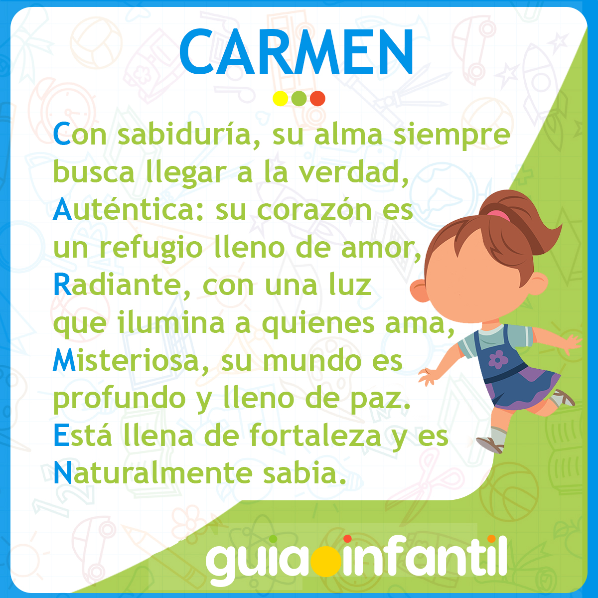 Acróstico con el nombre Carmen para niñas
