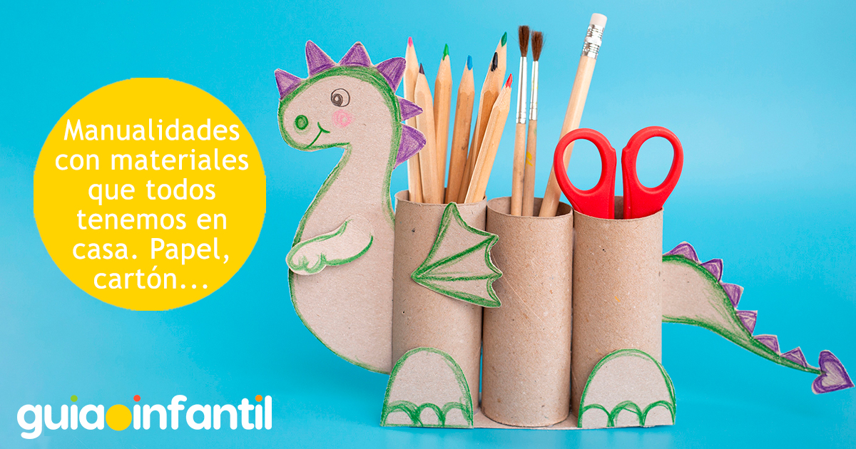 Portalápices de dragón para hacer con cartón