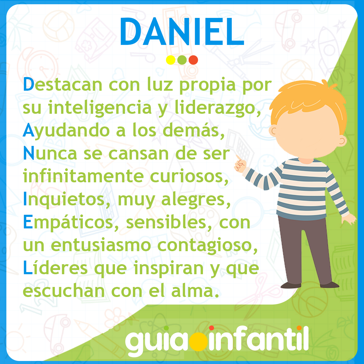 Acróstico del nombre Daniel para niños