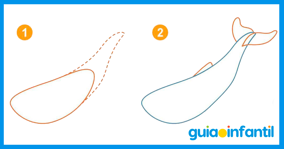 Pasos para dibujar una ballena con los niños