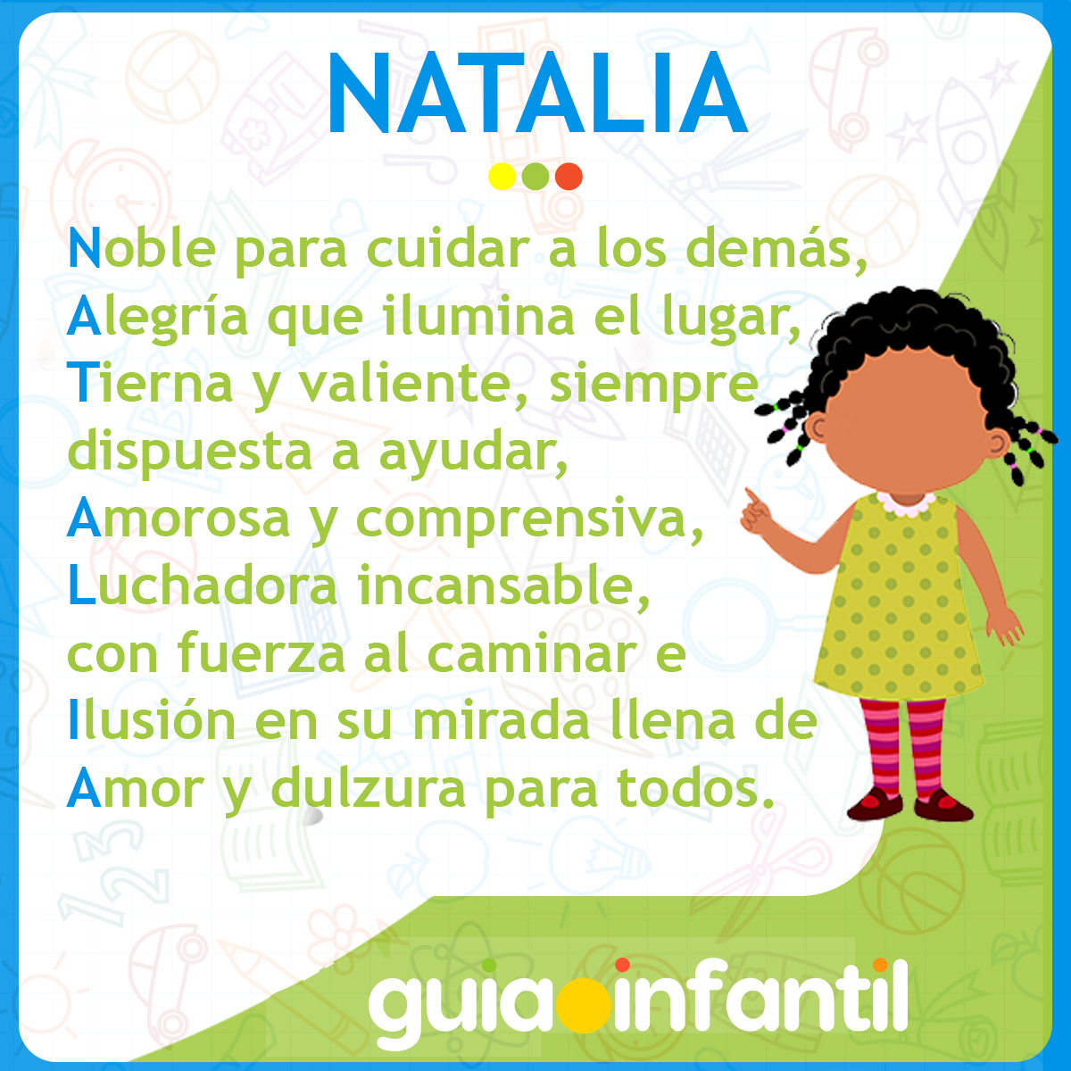 Acróstico del nombre Natalia para niñas