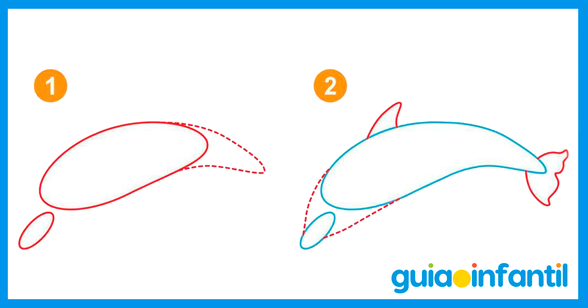 Pasos para dibujar un delfín con los niños