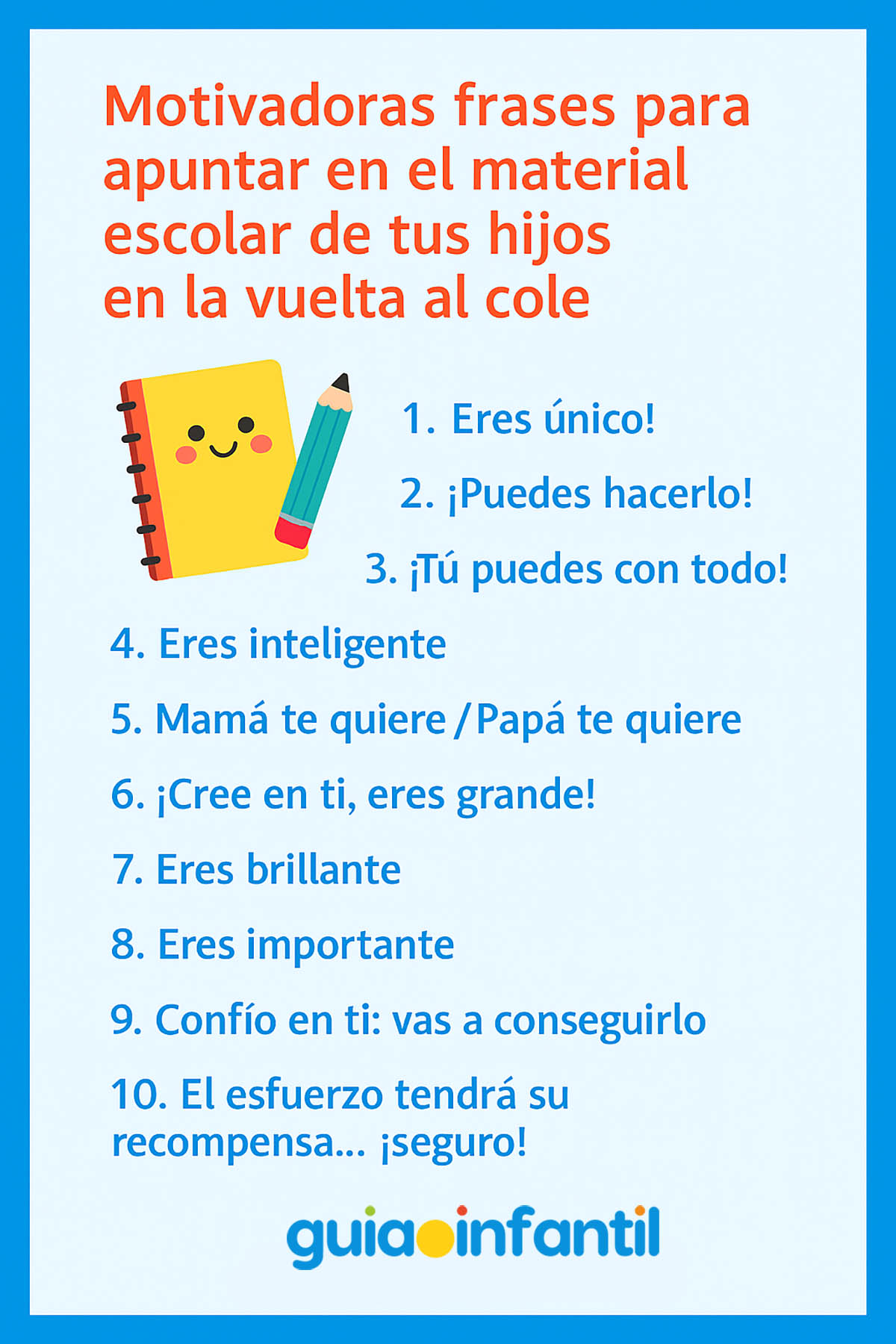 frases para lápices de los niños en la vuelta al cole