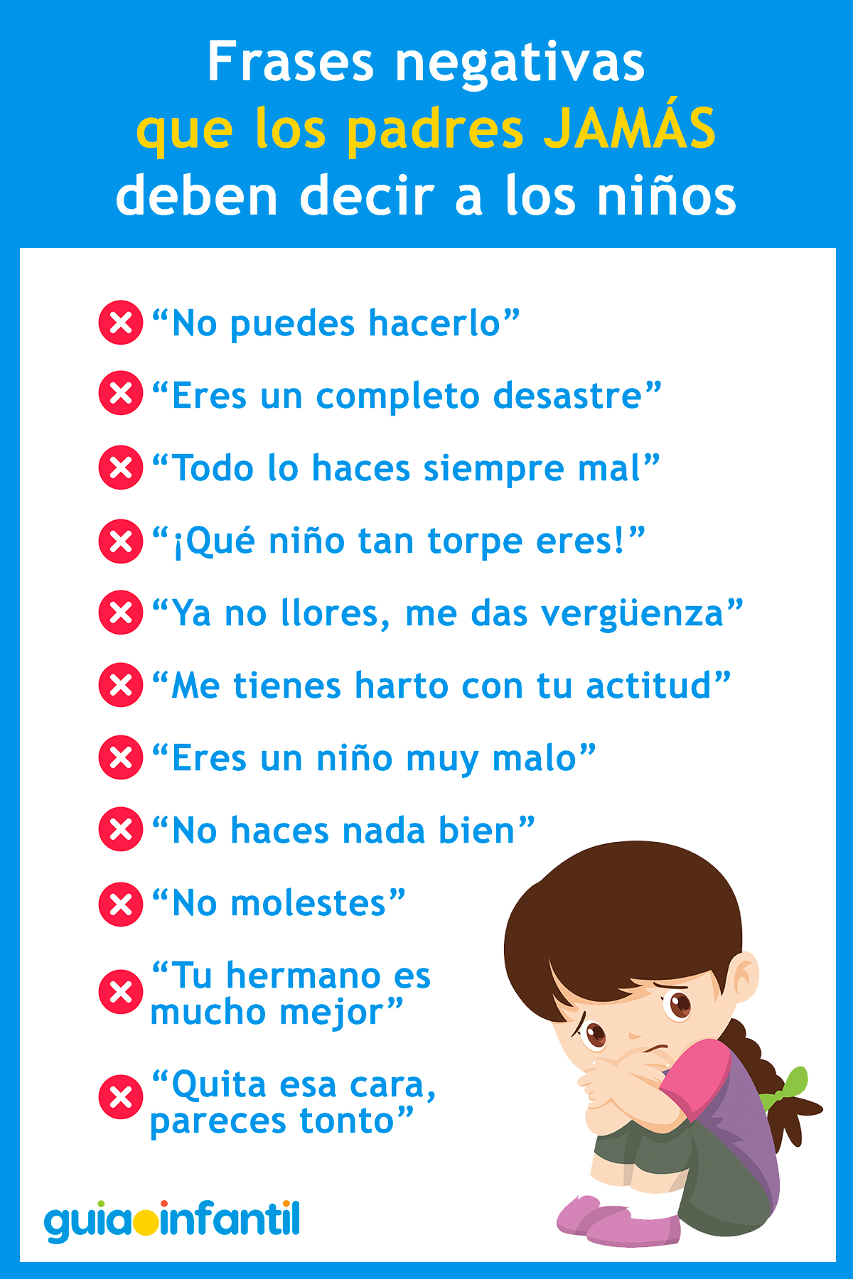 Frases negativas que NO se deben decir a los niños