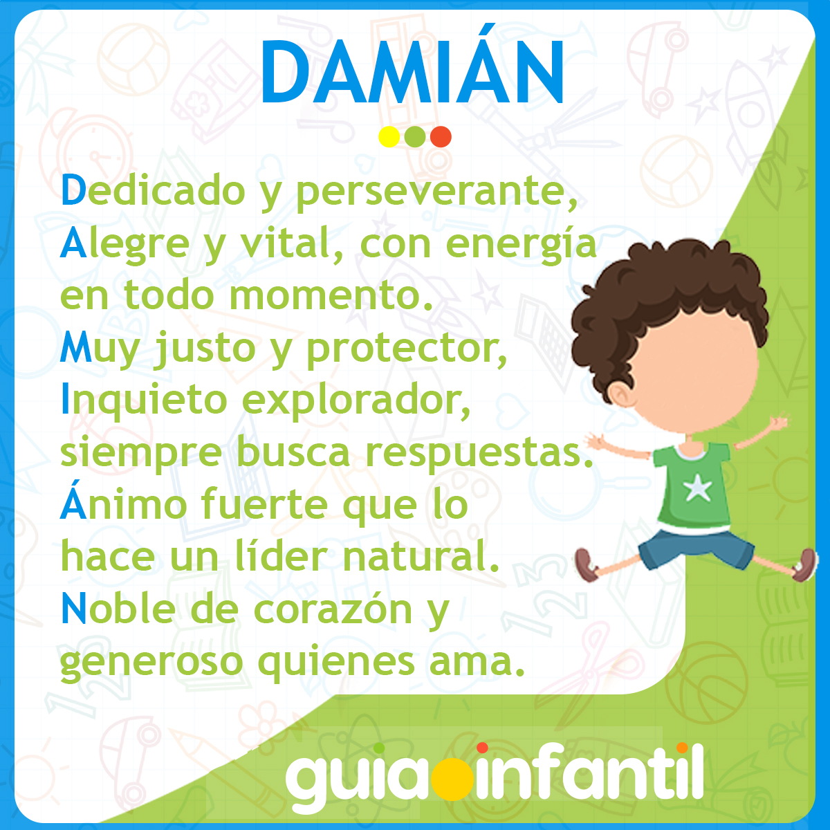 Acróstico del nombre Damián para niños