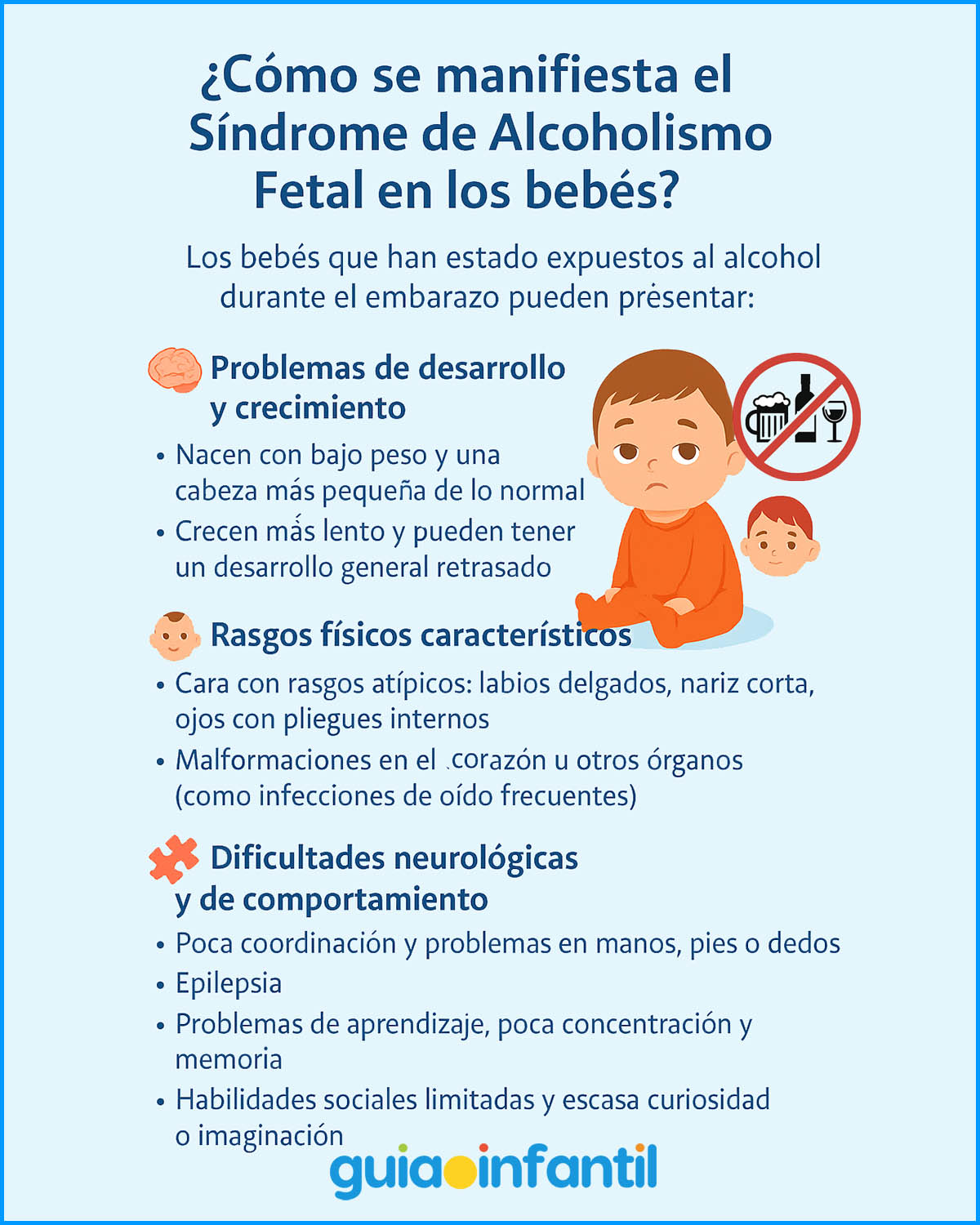 los bebés y niños con síndrome de alcoholismo fetal