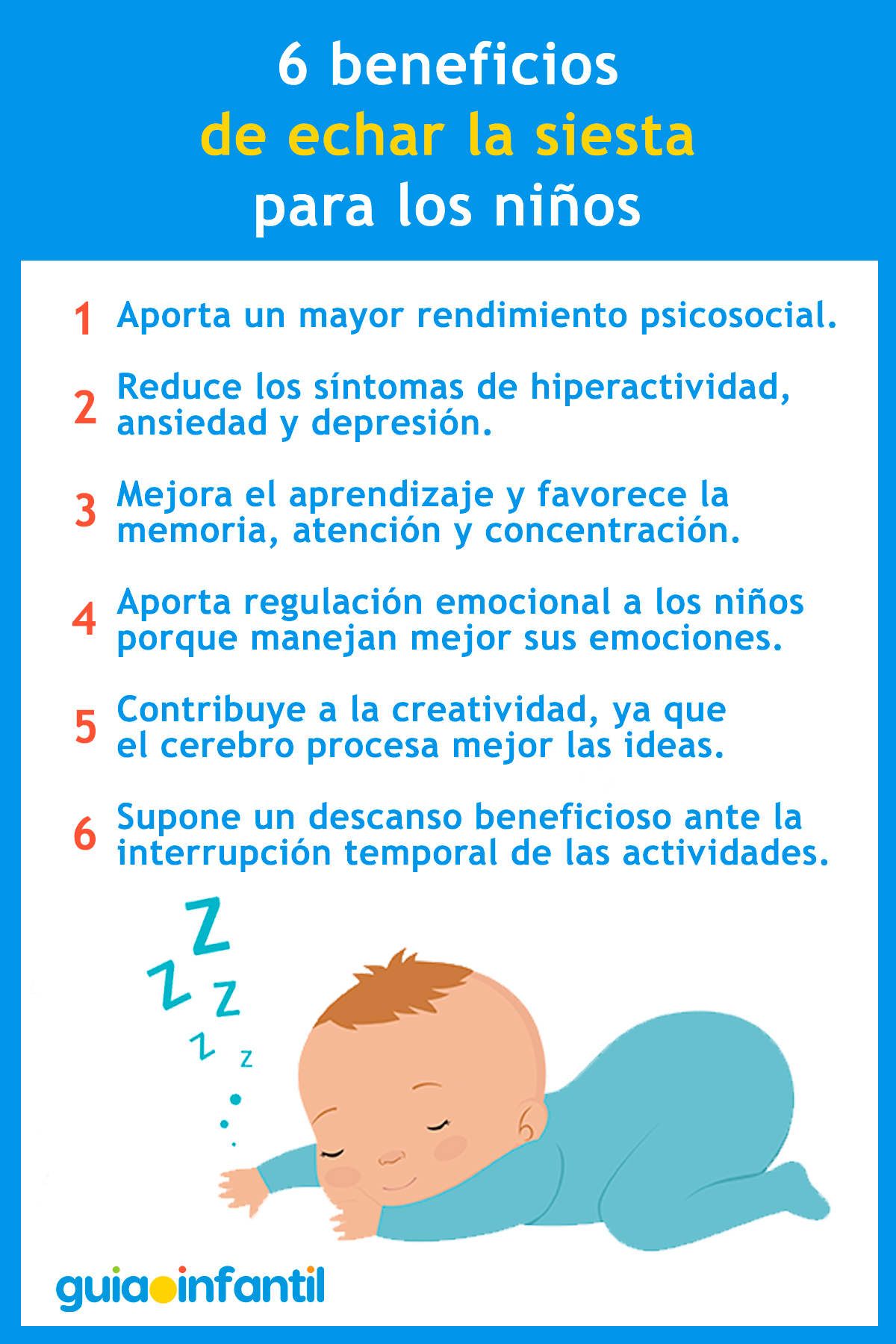 Listado de beneficios de la siesta para los niños