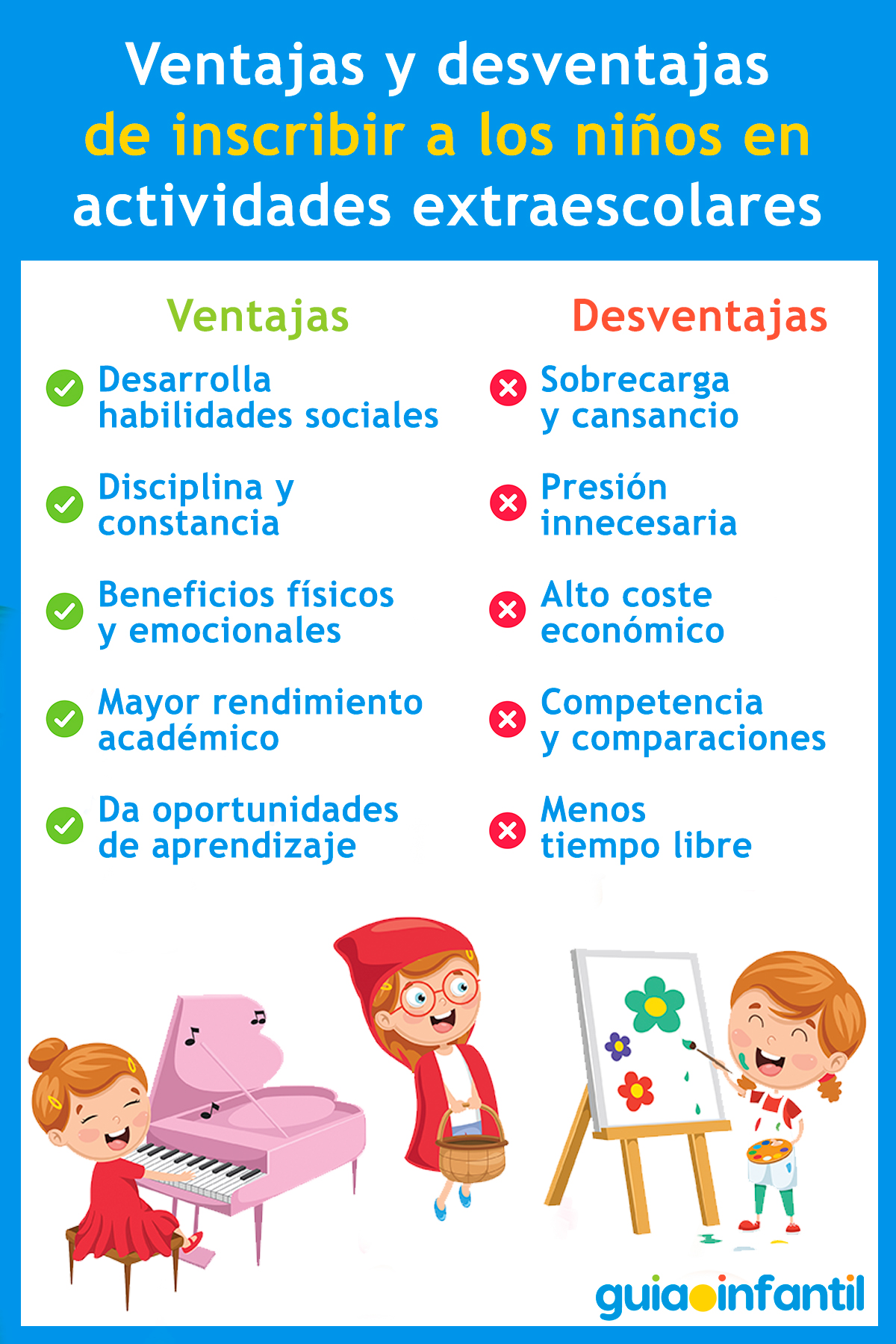 Ventajas y desventajas de las extraescolares para los niños