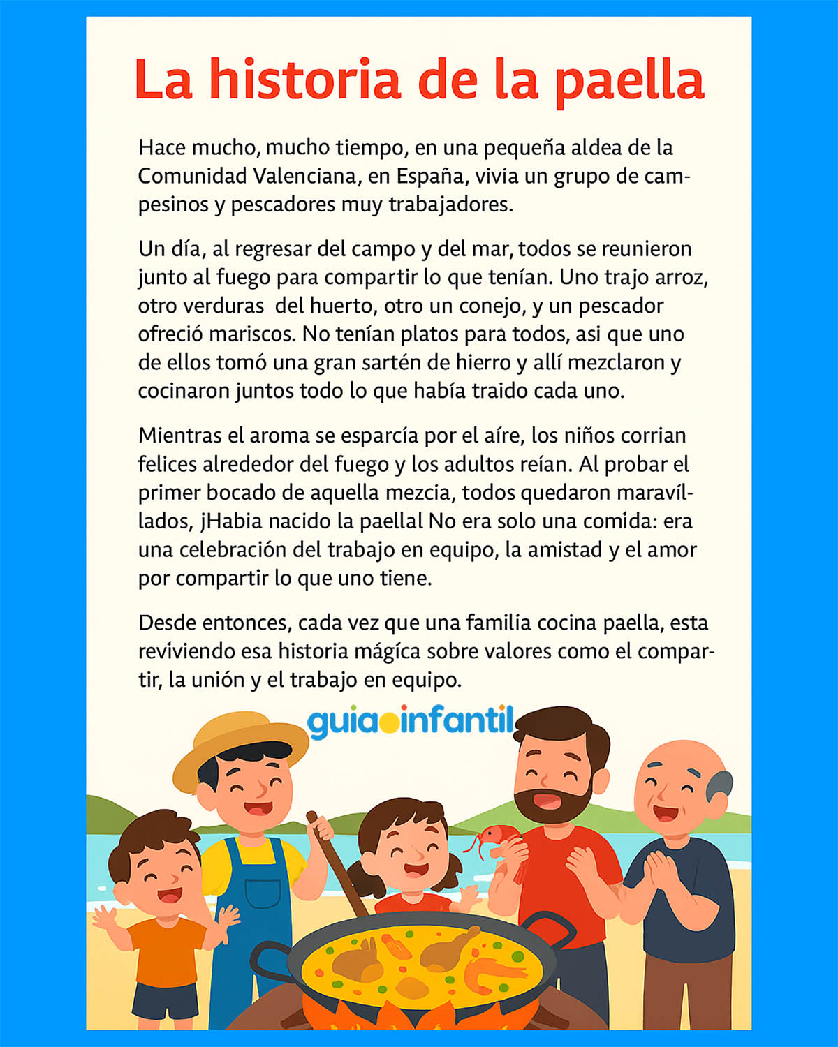 Cuento sobre la paella. dia mundial de la paella