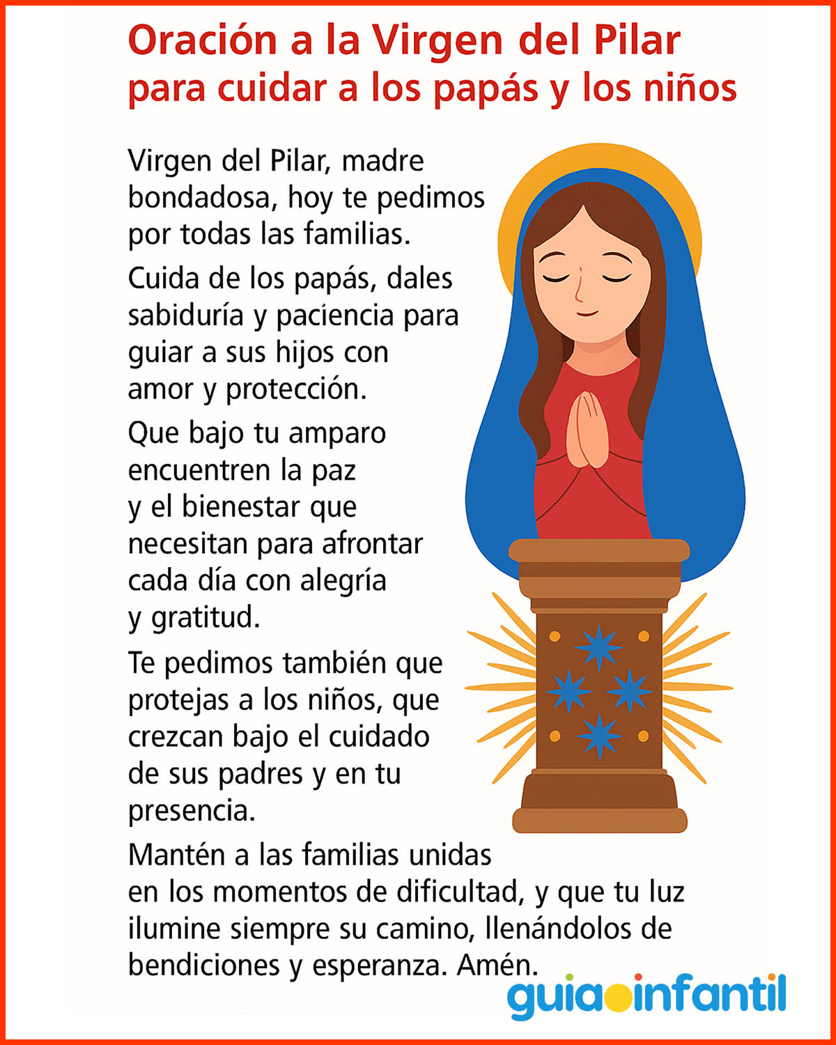 oración de la virgen del Pilar para las familias