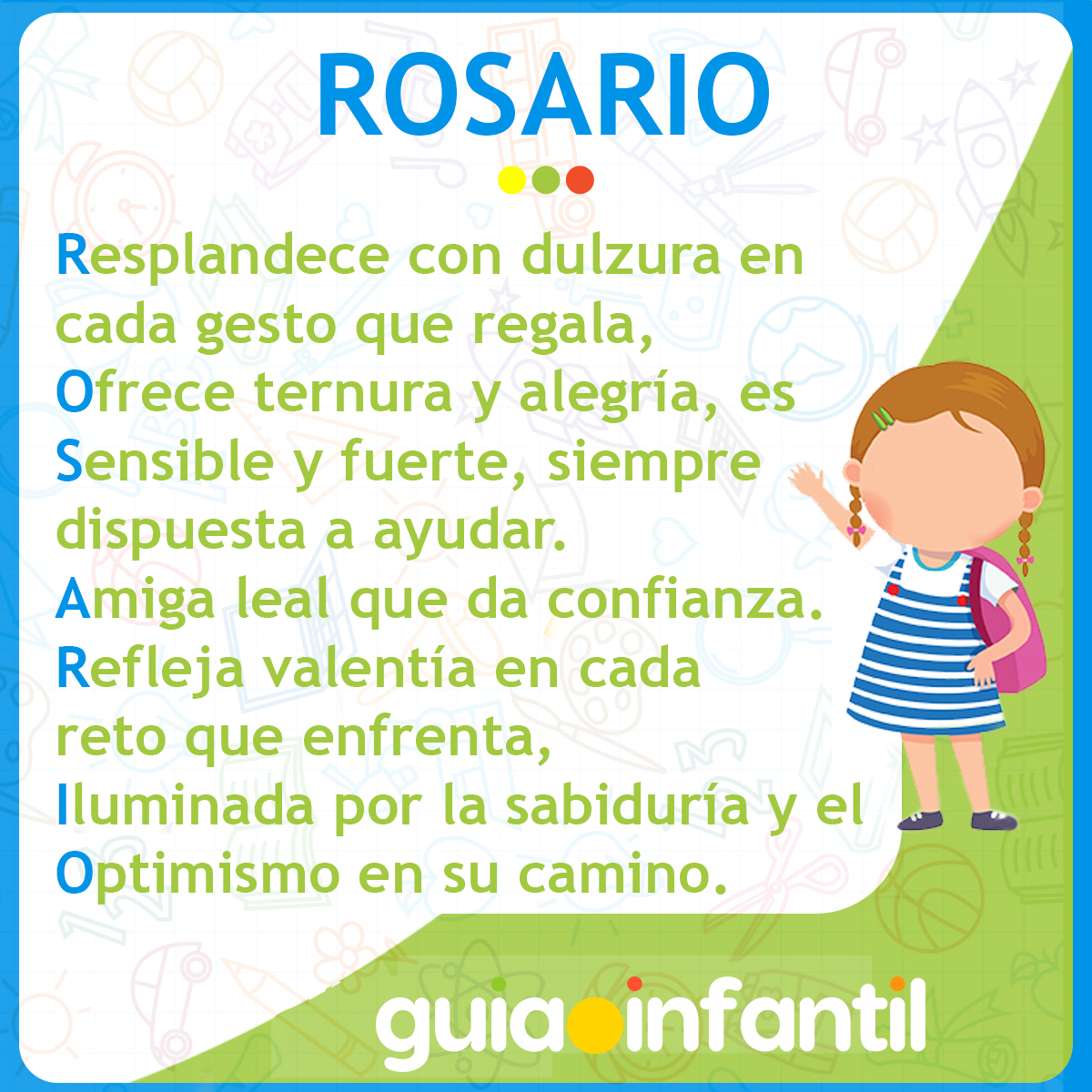 Acróstico del nombre Rosario para niñas