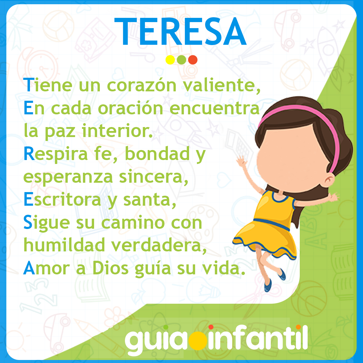 Acróstico del nombre Teresa para niñas